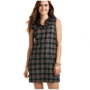 Vineyard Vines Tartan Plaid Dress Ruffle Neck Lined